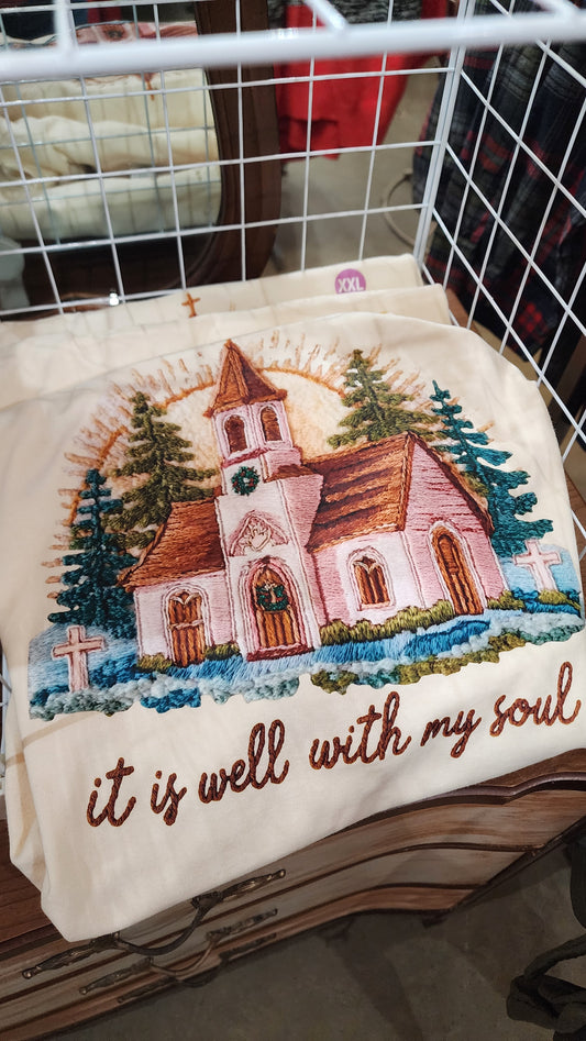 Faux Embroidery Church Tee