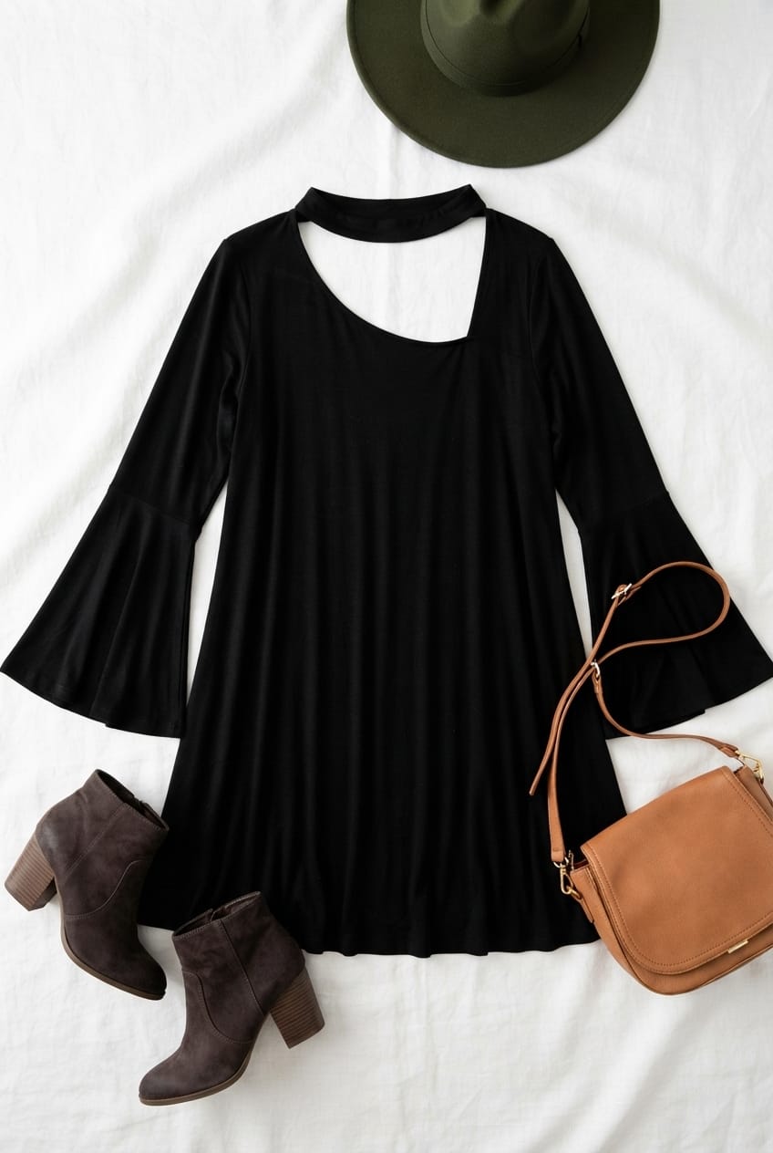 Plus Bell Sleeve Swing Dress