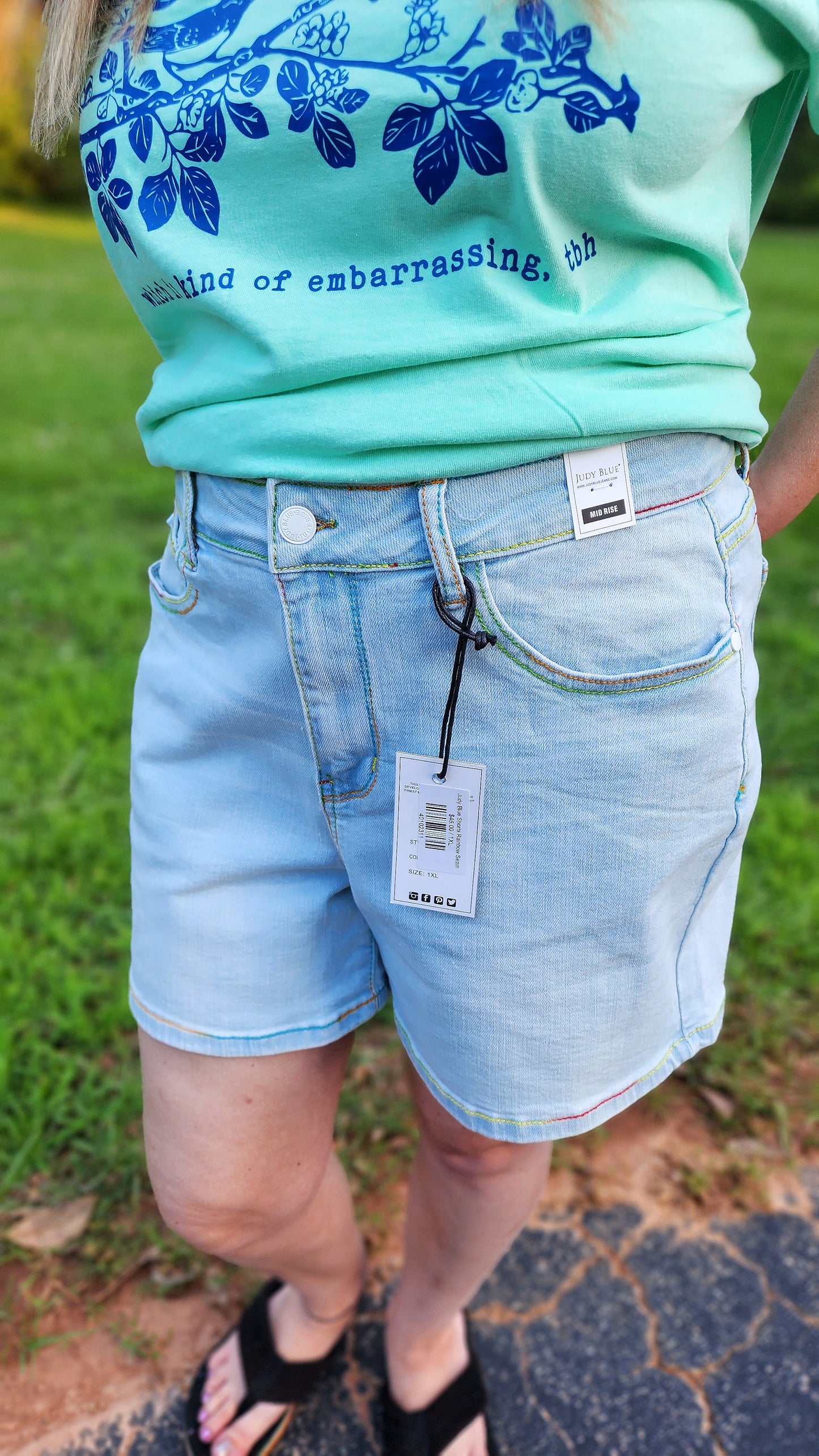 Judy Blue Shorts Rainbow Seam