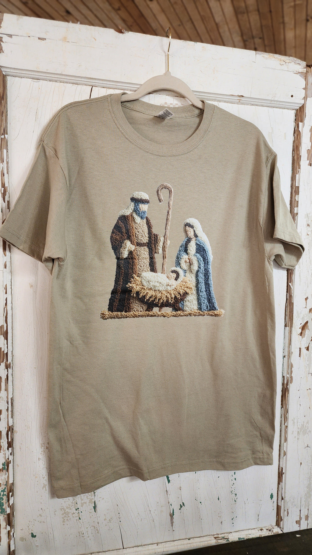 Faux Embroidery Nativity Tee