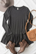 Long Sleeve Ruffle Hem Knit Top
