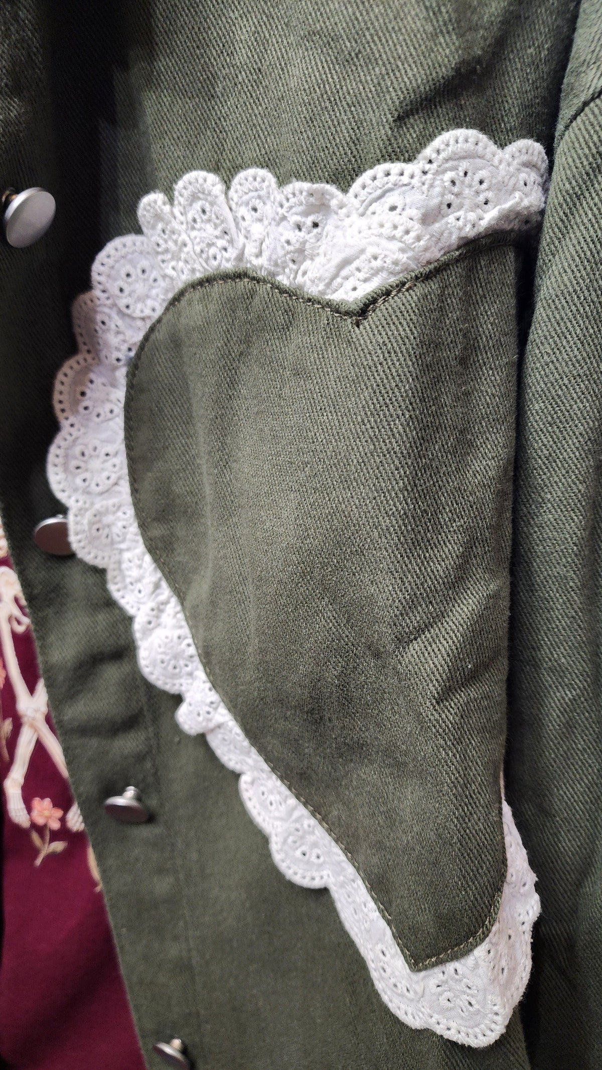 Lace Heart Olive Shacket