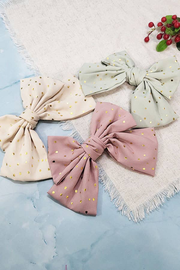 Gold Dot Hair Bow Clip