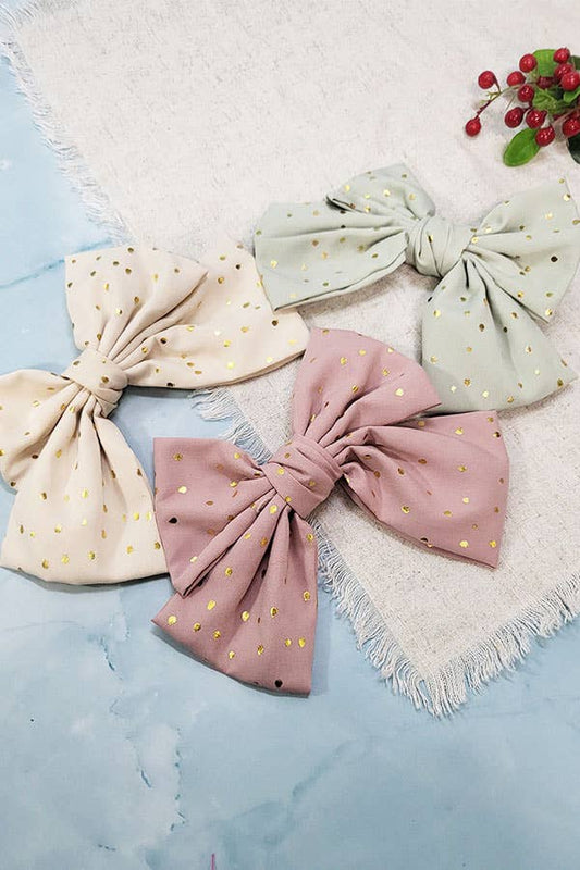 Gold Dot Hair Bow Clip
